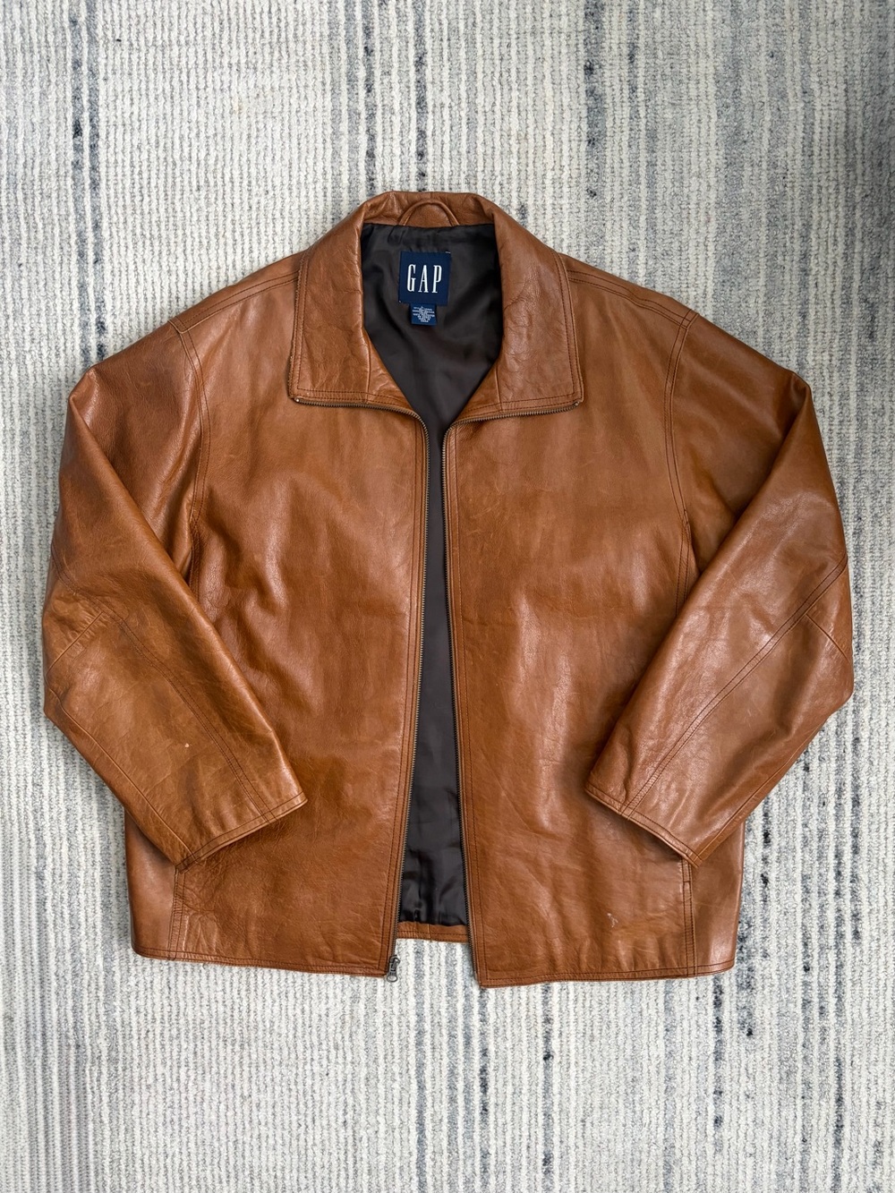 Vintage GAP Men's Brown Genuine Leather Jacket Size L